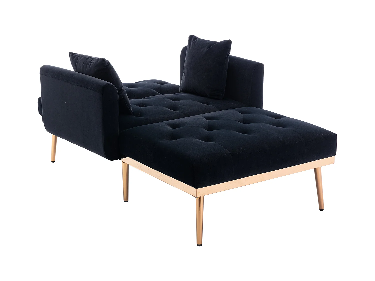Fauteuil moderne à dossier réglable, chaise longue pliable, canapé de détente, tissu velours noir (165x90x77 cm)