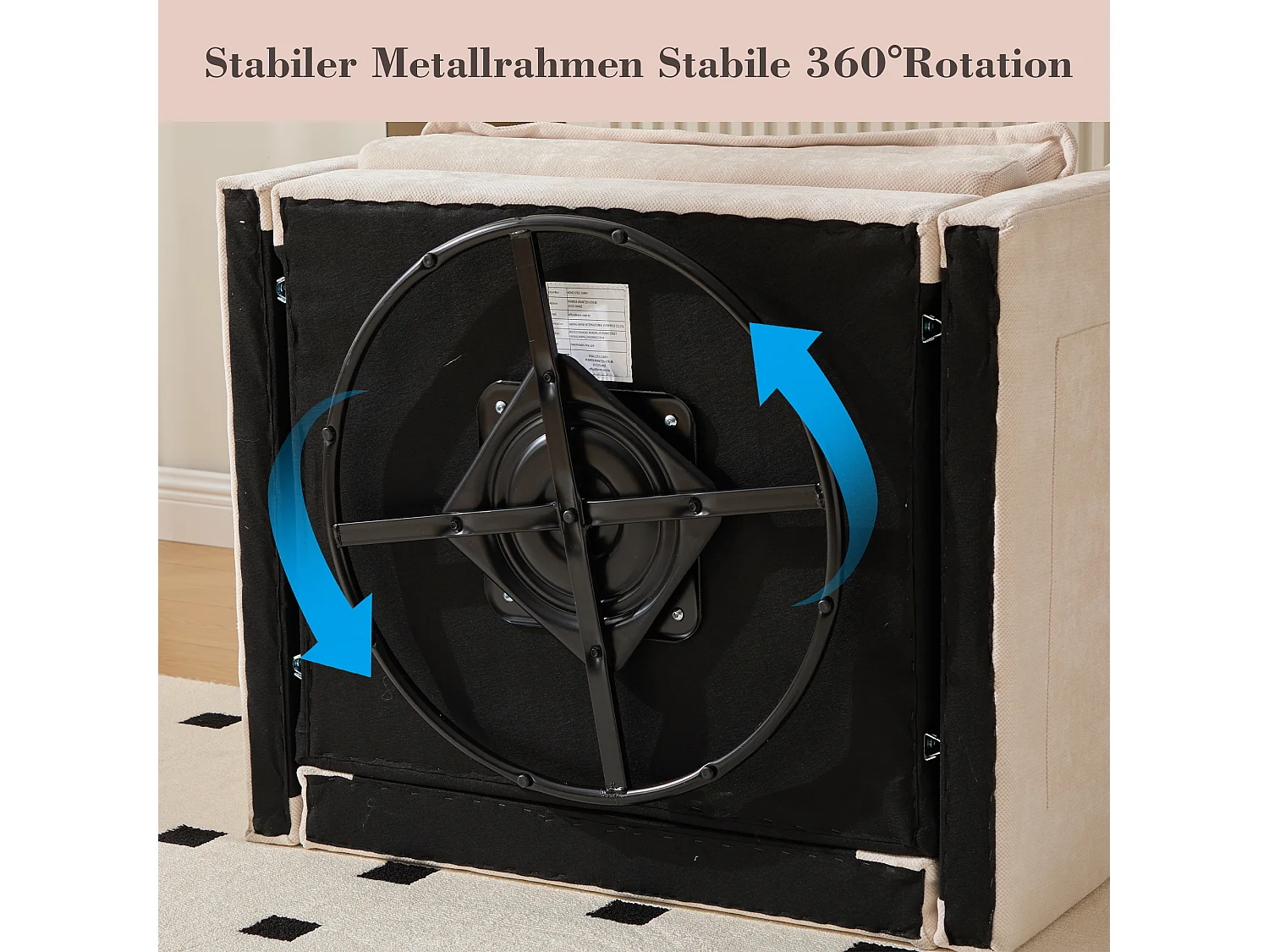 Fauteuil Lounge Pivotant 360° avec Accoudoirs, Grand Fauteuil de Salon en Chenille Beige (92x74x67 cm)  Optimized Product Description in HTML: