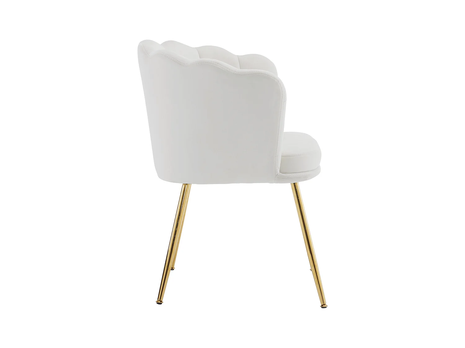 Set van 6 moderne fluwelen stoelen, woonkamerfauteuils met bloemblaadjesrugleuning, gouden metalen poten (63x58x77 cm)