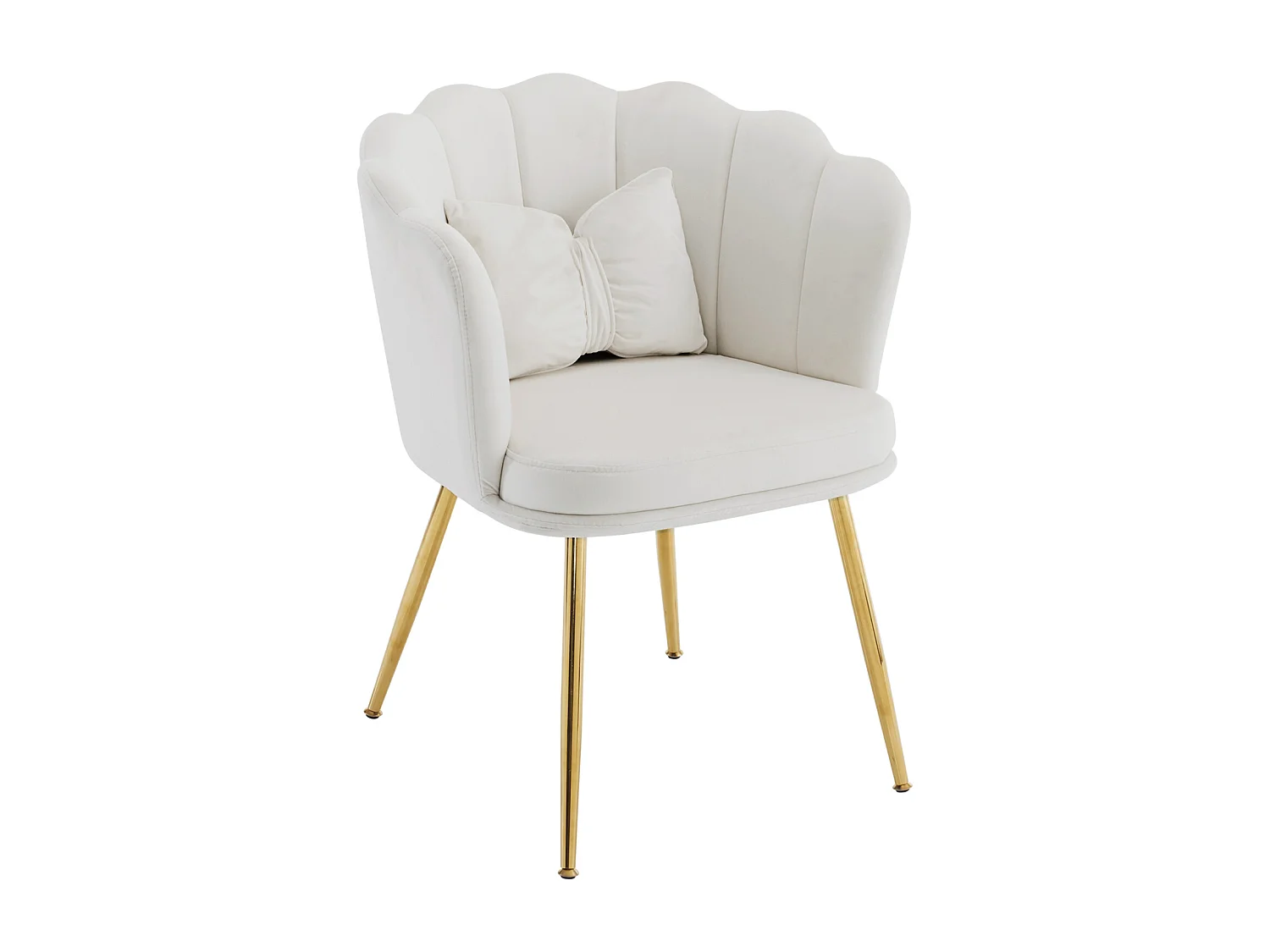 Lot de 6 chaises modernes en velours, fauteuils de salon avec dossier en forme de pétales, pieds métalliques dorés (63x58x77 cm)