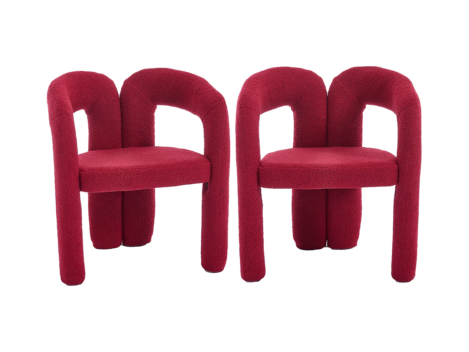 Fauteuil Ergonomique en Tissu peluche, Design Exclusif, Confort Maximal, Rouge, Pour Salon/Bureau à domicile
