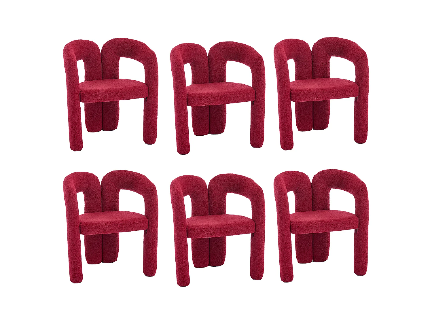 Fauteuil Ergonomique en Tissu peluche, Design Exclusif, Confort Maximal, Rouge, Pour Salon/Bureau à domicile