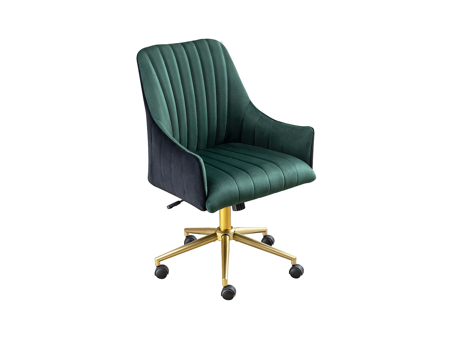 Silla de oficina ergonómica ajustable, sillón de terciopelo, con ruedas, para oficina/dormitorio, 150 kg, verde y dorado (73 x 76 x 86 cm)