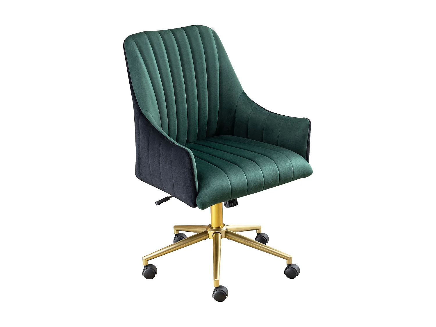 Chaise bureau ergonomique ajustable, fauteuil velours, roulettes, pour bureau/chambre, 150KG, Vert et Or (73 x 76 x 86 cm)