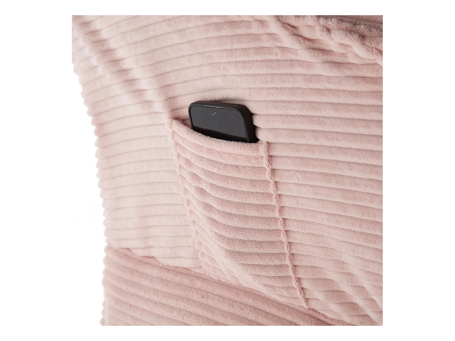 Relaxfauteuil met poef, moderne accentstoel met armleuningen en zijvak, gestoffeerde fauteuil voor kleine ruimtes, roze (70x64x95 cm)