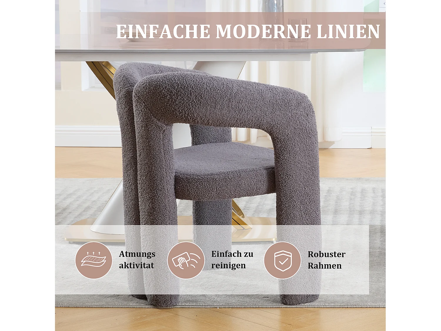 Poltrona ergonomica in tessuto felpato, design esclusivo, comfort ottimale, grigio, per soggiorno/ufficio (64x50,5x71 cm)