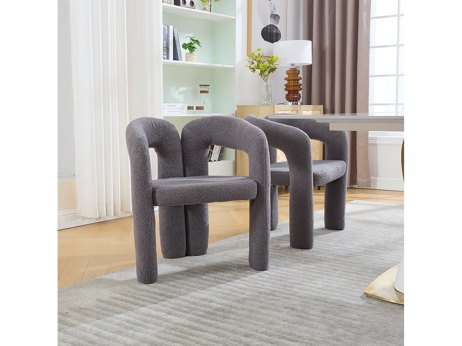 Poltrona ergonomica in tessuto felpato, design esclusivo, comfort ottimale, grigio, per soggiorno/ufficio (64x50,5x71 cm)