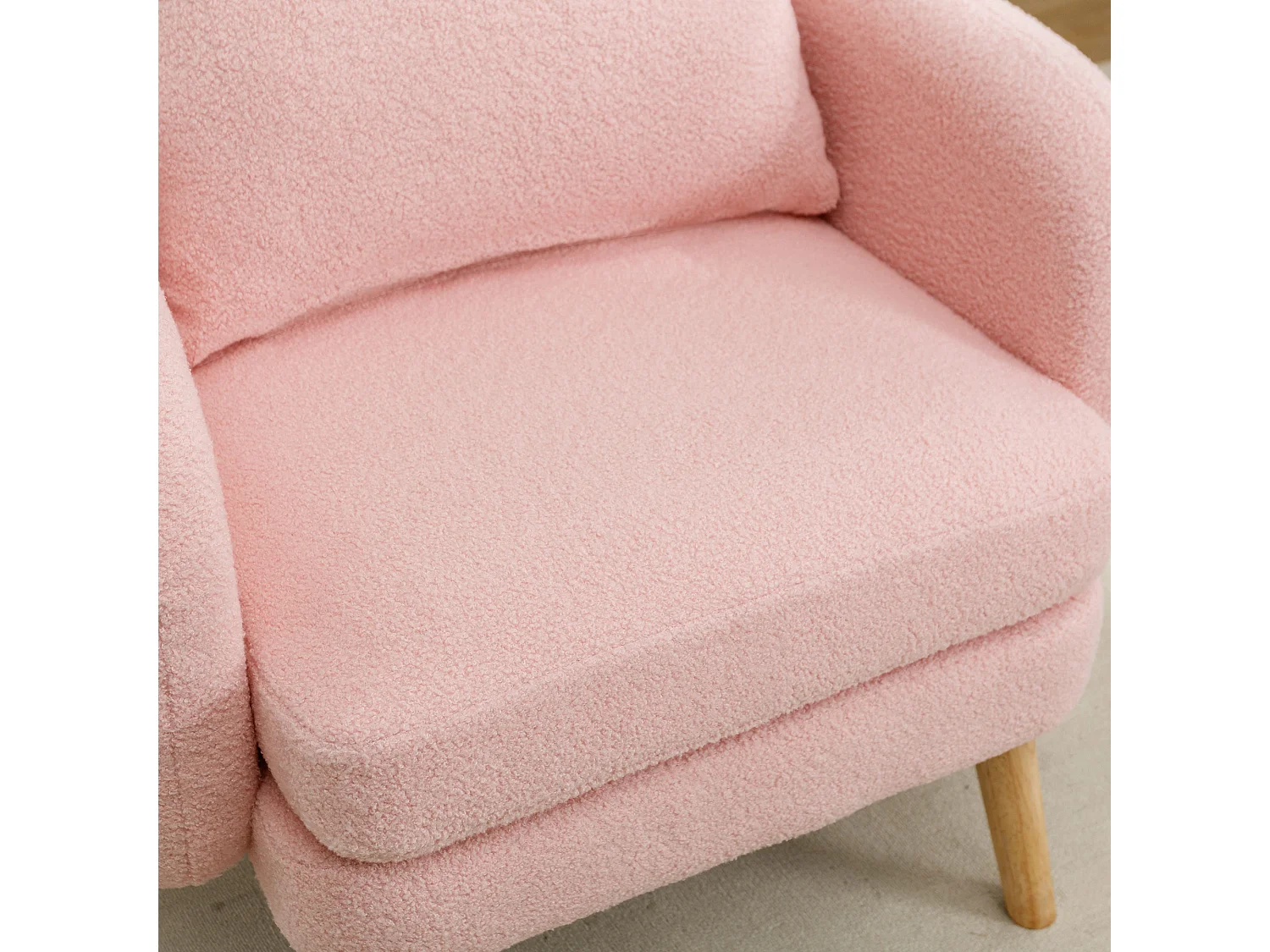 Poltrona in tessuto di peluche-Samt con cuscino, design semplice, tessuto morbido, rosa (71x72x71 cm)