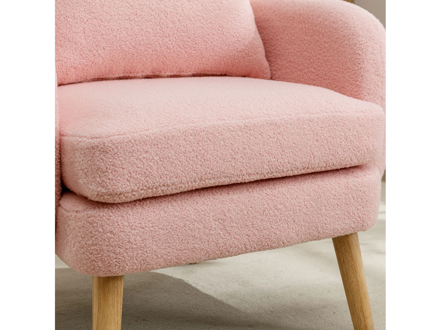 Poltrona in tessuto di peluche-Samt con cuscino, design semplice, tessuto morbido, rosa (71x72x71 cm)