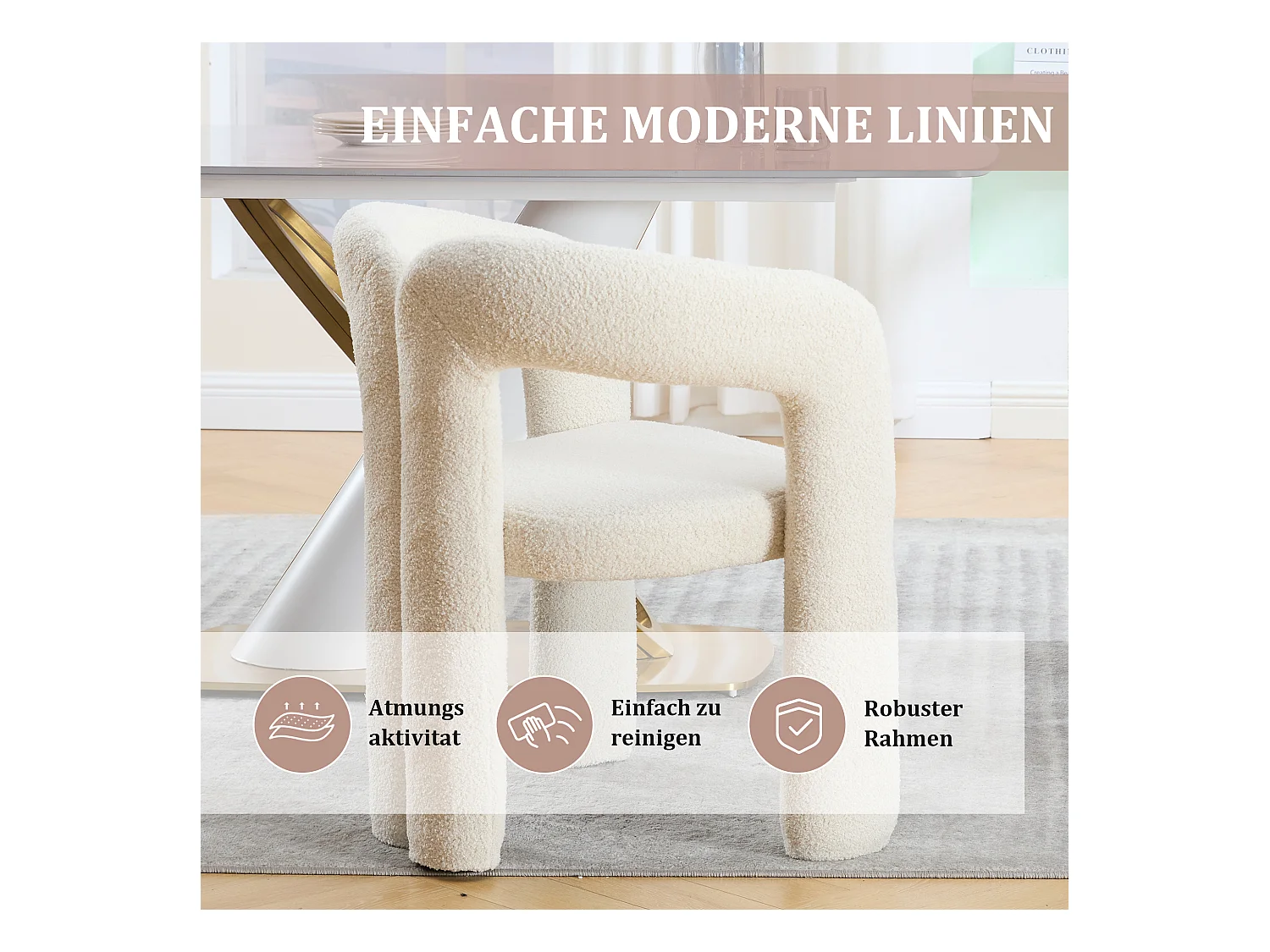 Fauteuil Ergonomique en Tissu peluche, Design Exclusif, Confort Optimal, Beige, Pour Salon/Bureau à domicile (64x50.5x71 cm)