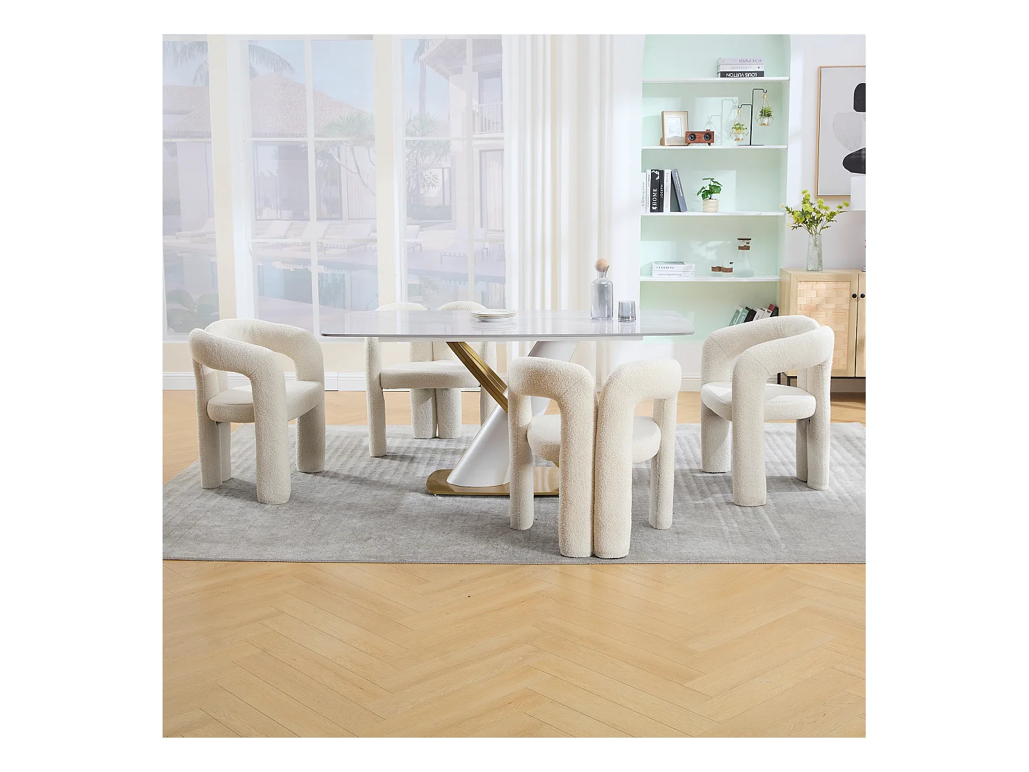 Fauteuil Ergonomique en Tissu peluche, Design Exclusif, Confort Optimal, Beige, Pour Salon/Bureau à domicile (64x50.5x71 cm)