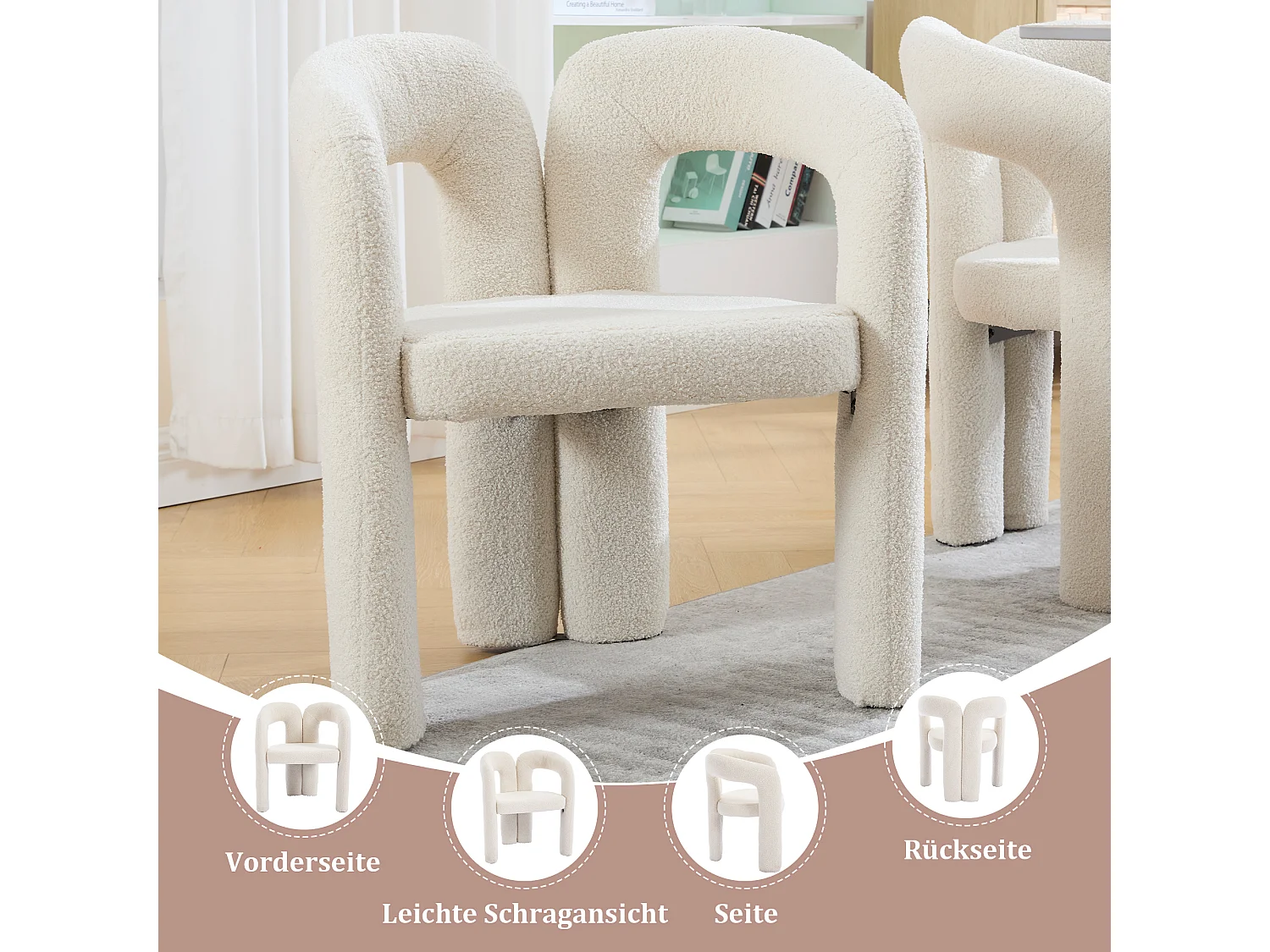 Fauteuil Ergonomique en Tissu peluche, Design Exclusif, Confort Optimal, Beige, Pour Salon/Bureau à domicile (64x50.5x71 cm)