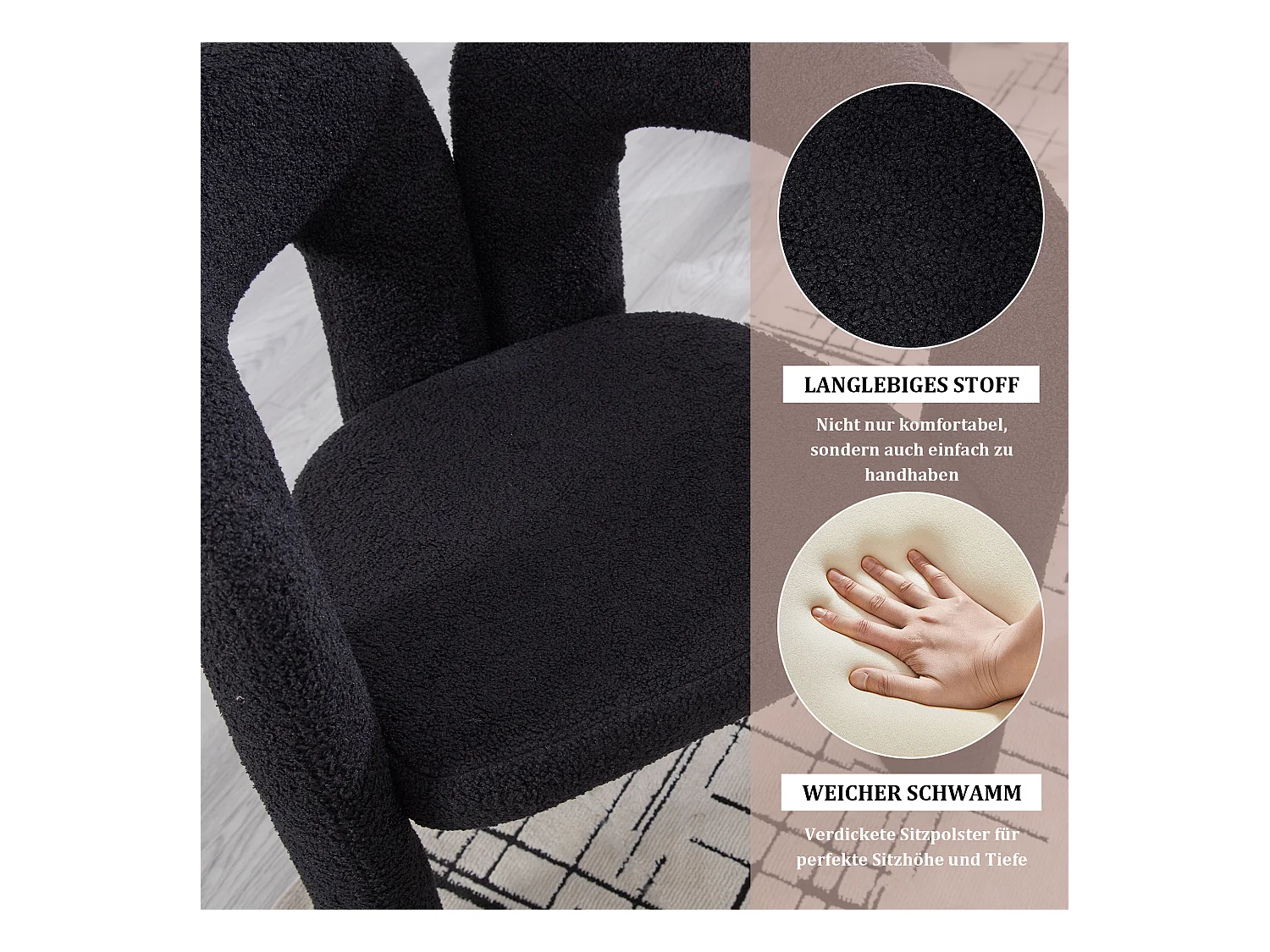 Fauteuil Ergonomique en Tissu peluche, Design Élégant, Confort Optimal, Olive, Pour Salon/Bureau à domicile (64x50.5x71 cm)