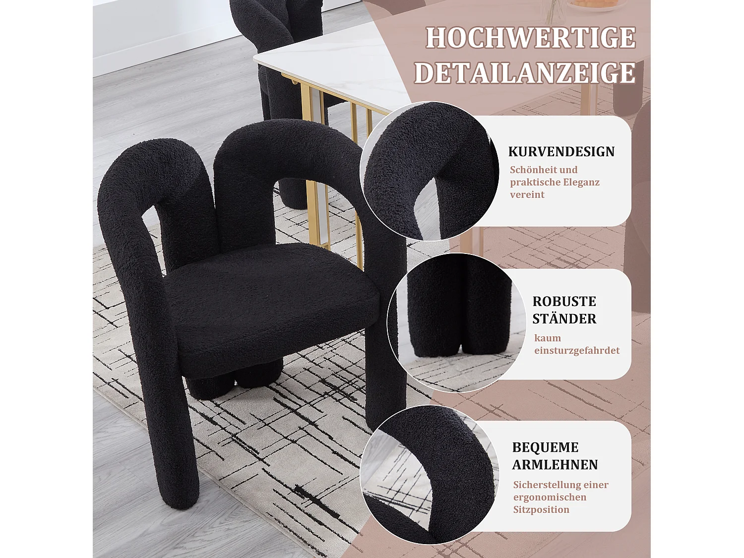 Fauteuil Ergonomique en Tissu peluche, Design Élégant, Confort Optimal, Olive, Pour Salon/Bureau à domicile (64x50.5x71 cm)