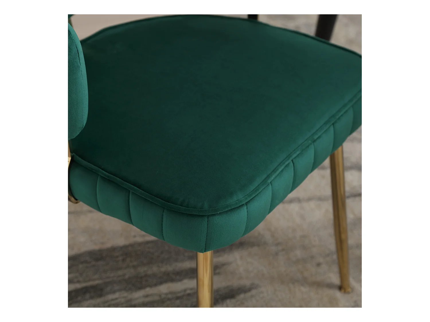 Fauteuil moderne en velours, dossier en forme de fleur, accoudoirs arrondis, pieds en métal, vert émeraude (58x56x78 cm, lot de 2)