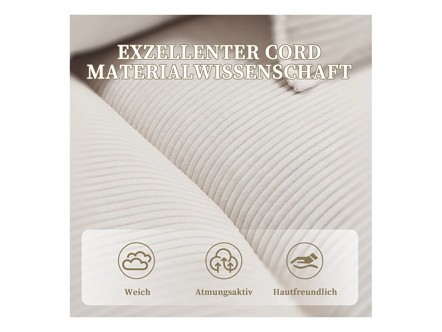 2-zitsbank met omvormbaar matras, in fluweel, met kussens en modern design, beige (lengte x breedte x hoogte cm)