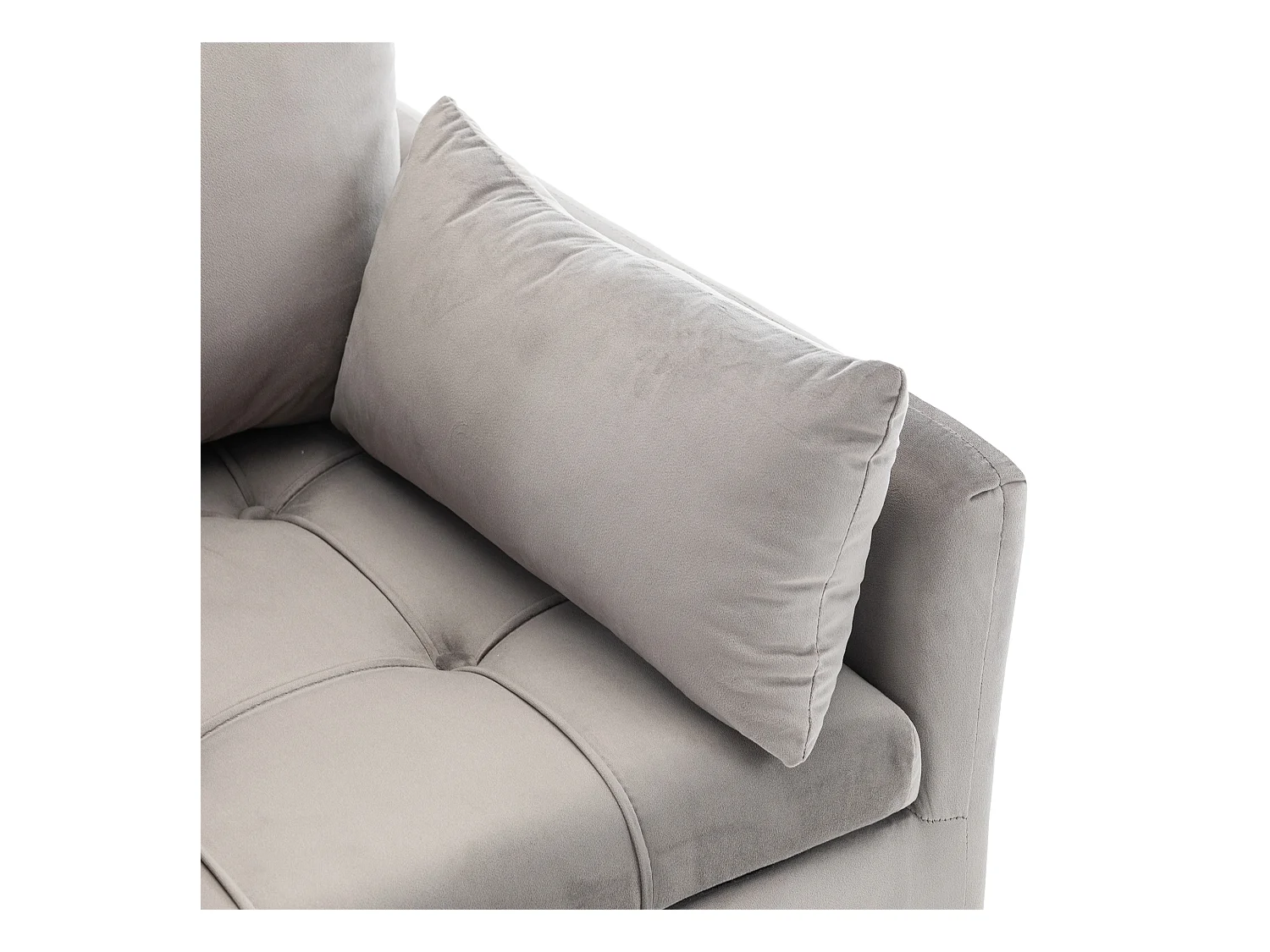 Sillón moderno de terciopelo, con cojín, almacenaje integrado, metal dorado, gris (71x71x76 cm)