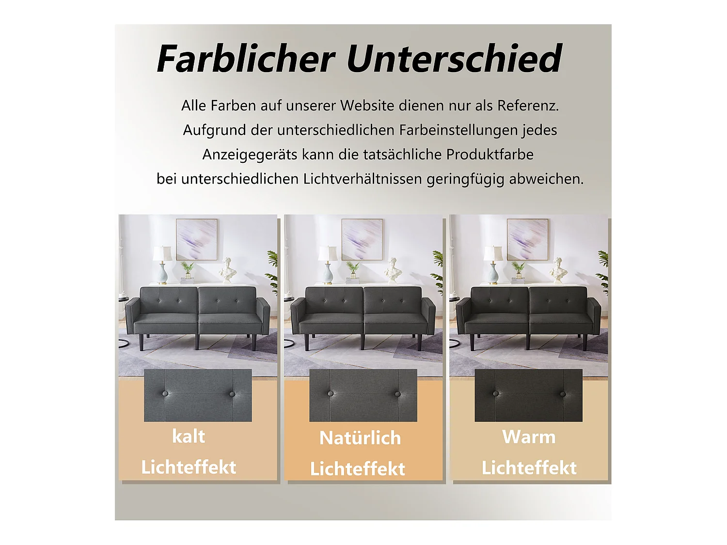 Divano trasformabile a 2 posti con schienale regolabile, in cotone-lino, nero antico (176x76x74 cm)