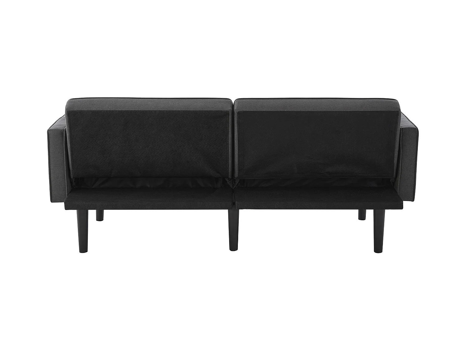 Divano trasformabile a 2 posti con schienale regolabile, in cotone-lino, nero antico (176x76x74 cm)