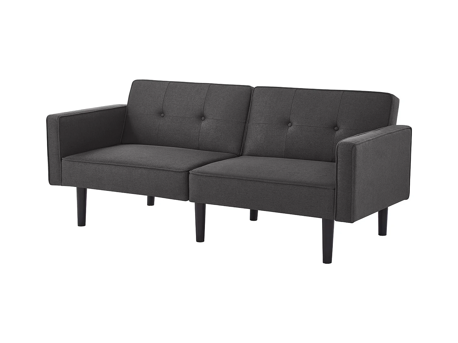 Divano trasformabile a 2 posti con schienale regolabile, in cotone-lino, nero antico (176x76x74 cm)