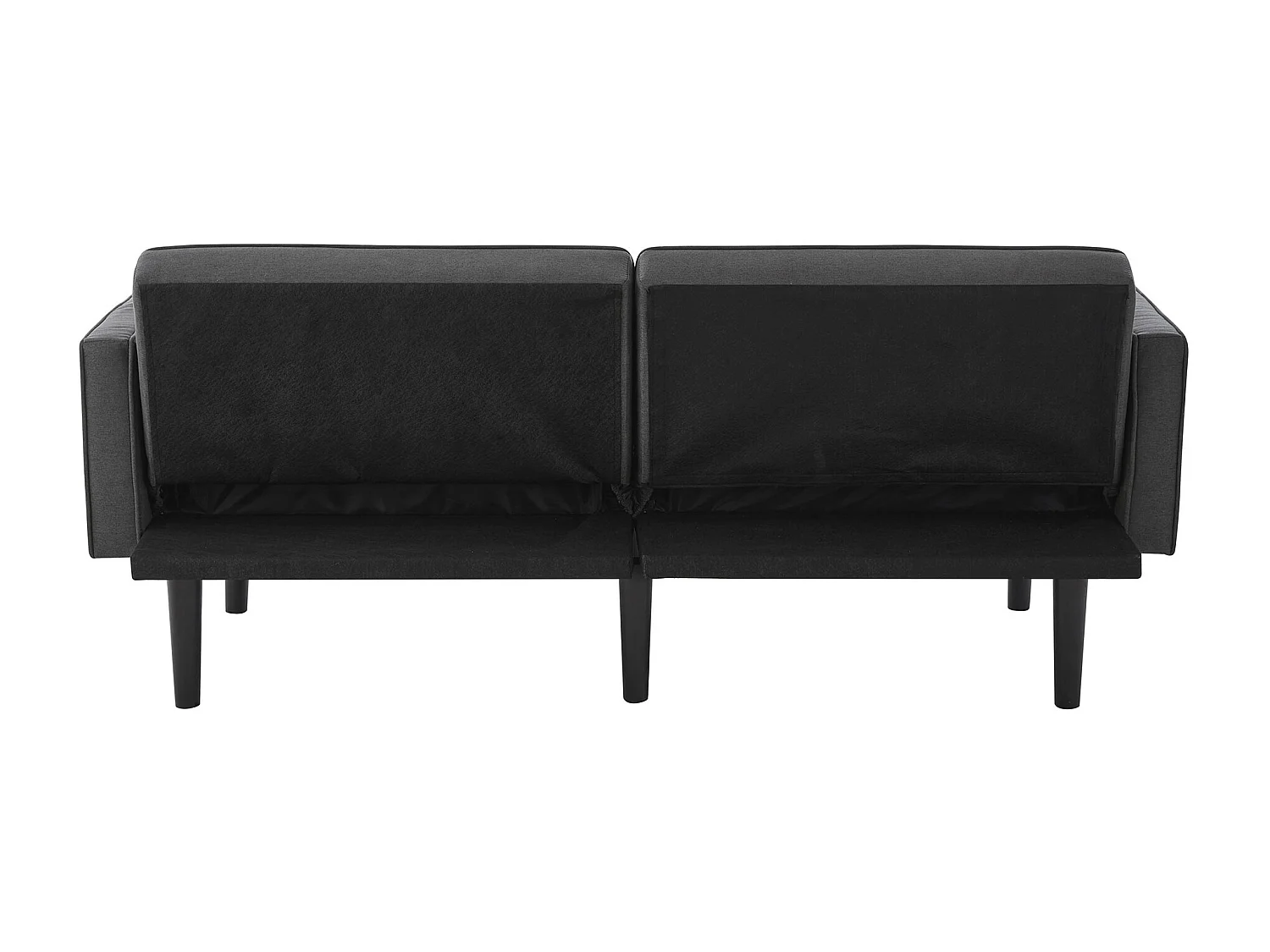 Canapé convertible 2 places avec dossier réglable, en coton-lin, noir antique (176x76x74 cm)