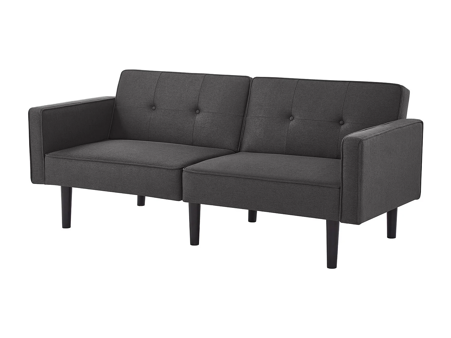 Canapé convertible 2 places avec dossier réglable, en coton-lin, noir antique (176x76x74 cm)