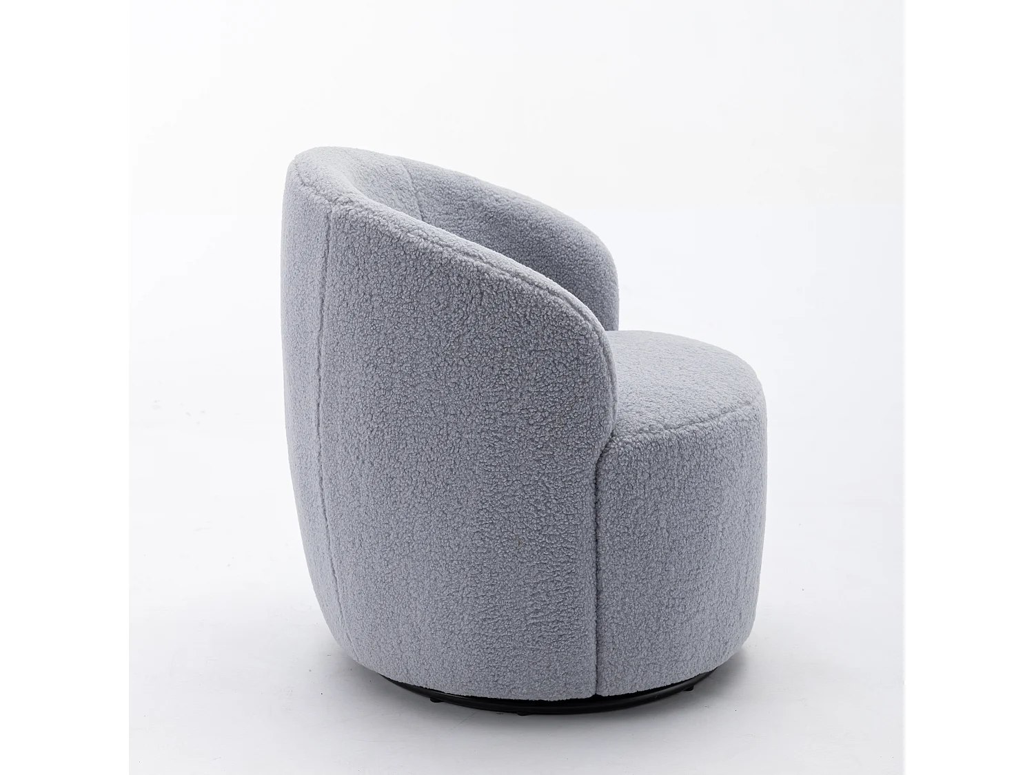 Sillón giratorio de tela Tejido de felpa, diseño de huevo, con base de metal negro, gris claro (62x63x69,5 cm)