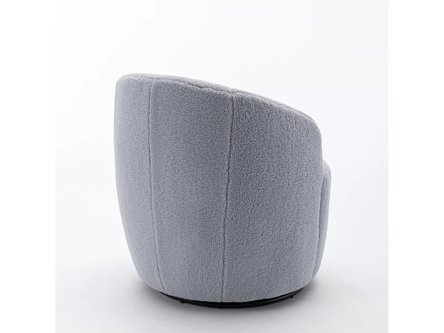 Sillón giratorio de tela Tejido de felpa, diseño de huevo, con base de metal negro, gris claro (62x63x69,5 cm)