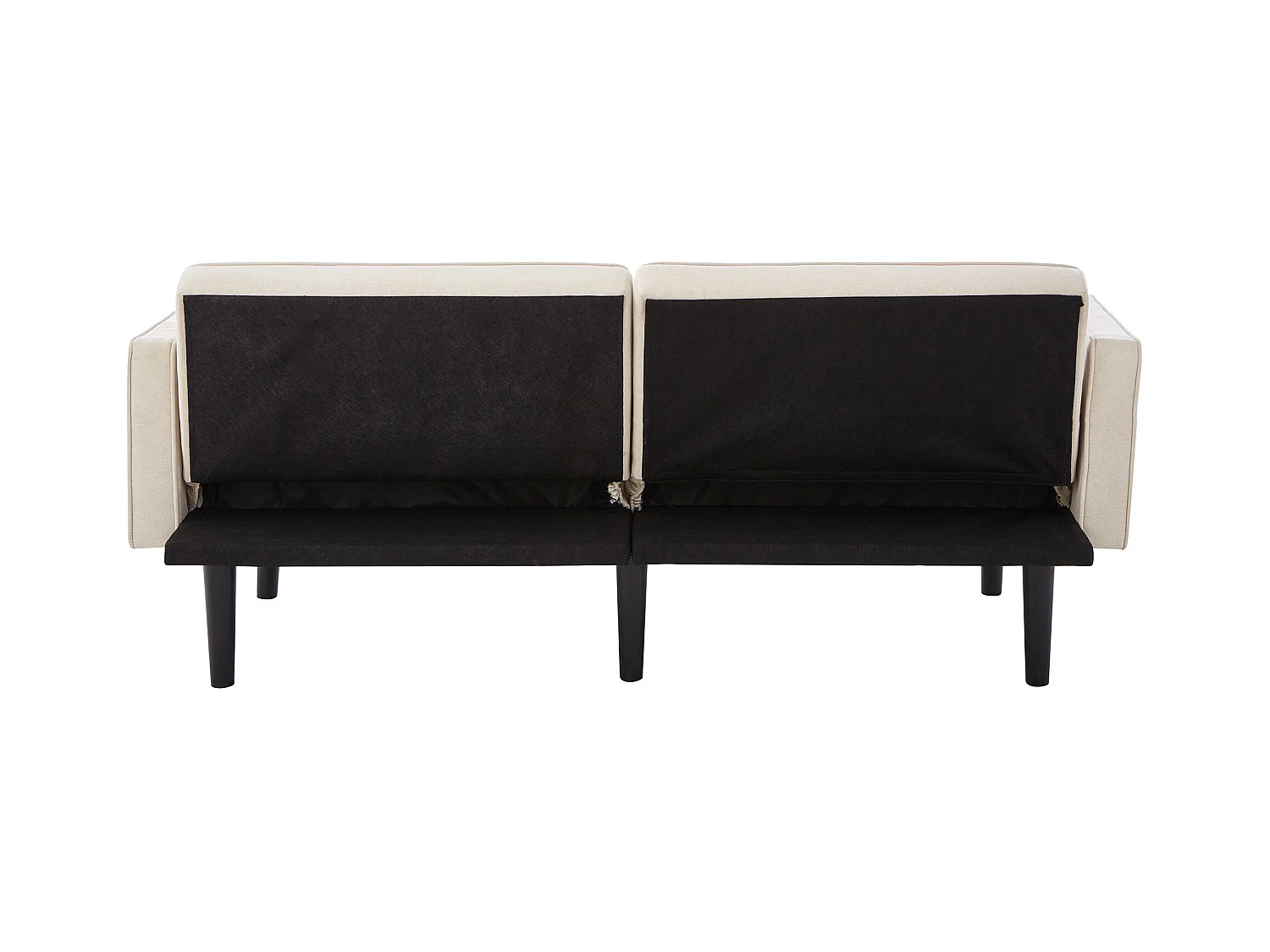 Canapé convertible 2 places avec dossier réglable, en tissu coton-lin, beige (176x76x74 cm)