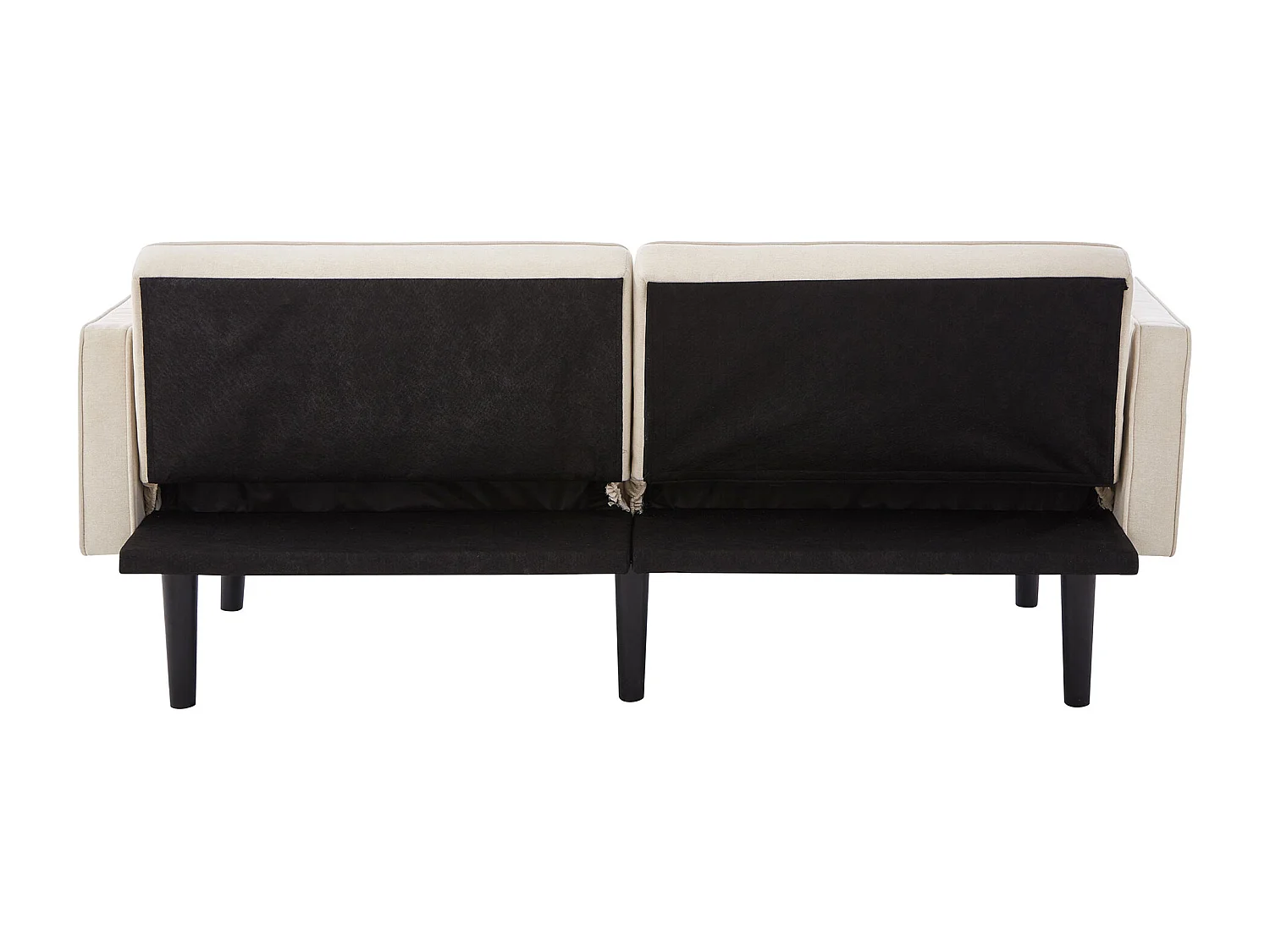 Canapé convertible 2 places avec dossier réglable, en tissu coton-lin, beige (176x76x74 cm)