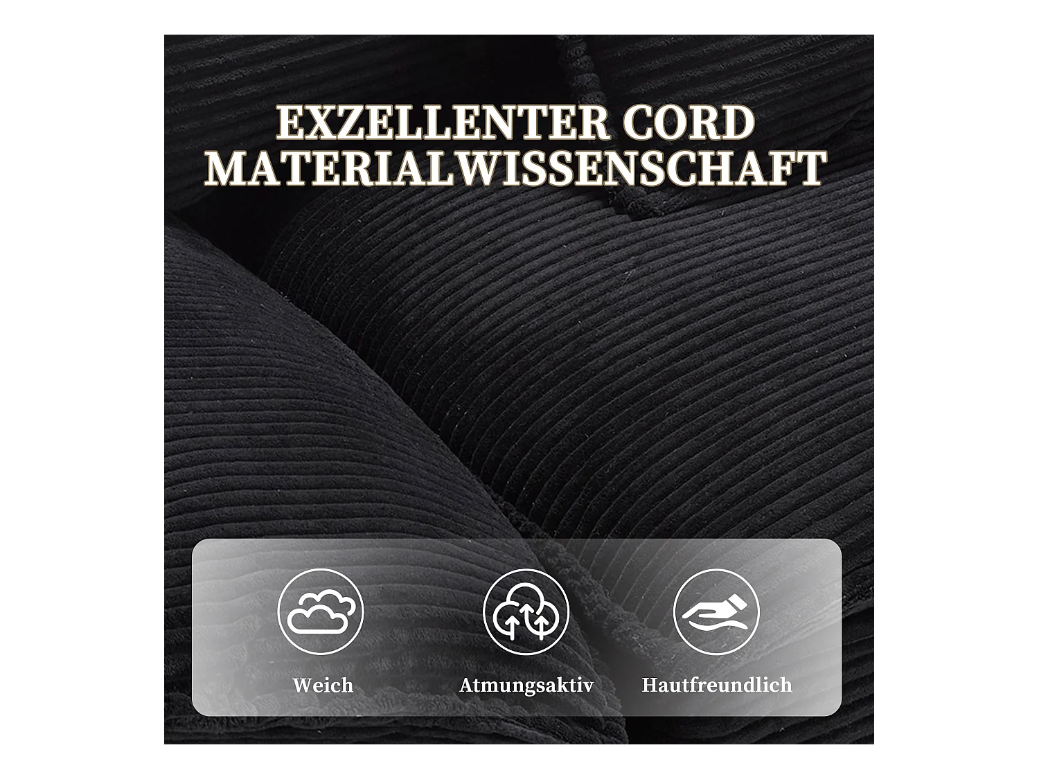 Canapé 2 places avec matelas convertible, en velours, avec coussins et design moderne, noir (longueur x largeur x hauteur cm)