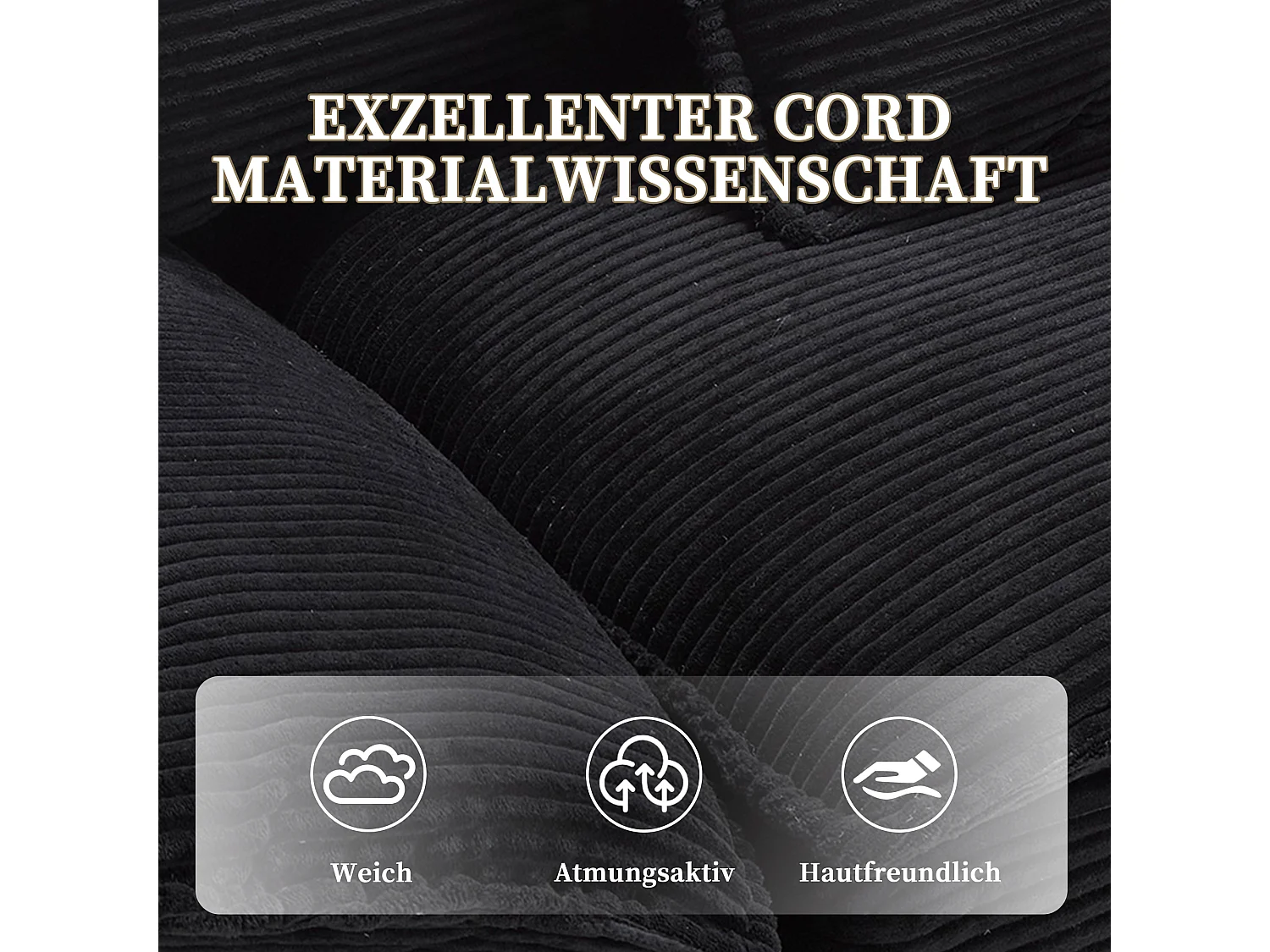 Canapé 2 places avec matelas convertible, en velours, avec coussins et design moderne, noir (longueur x largeur x hauteur cm)