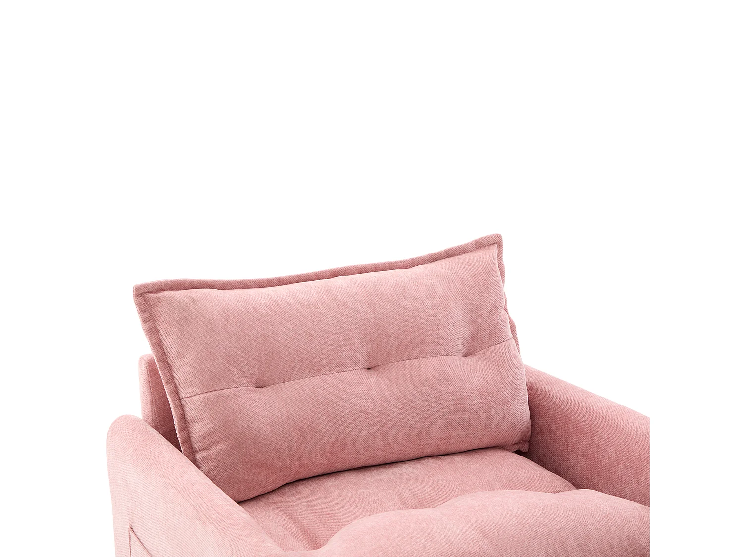 360° draaibare fauteuil met armleuningen, modern design, chenillestof, roze, verstelbaar met kussen (92x74x67 cm)