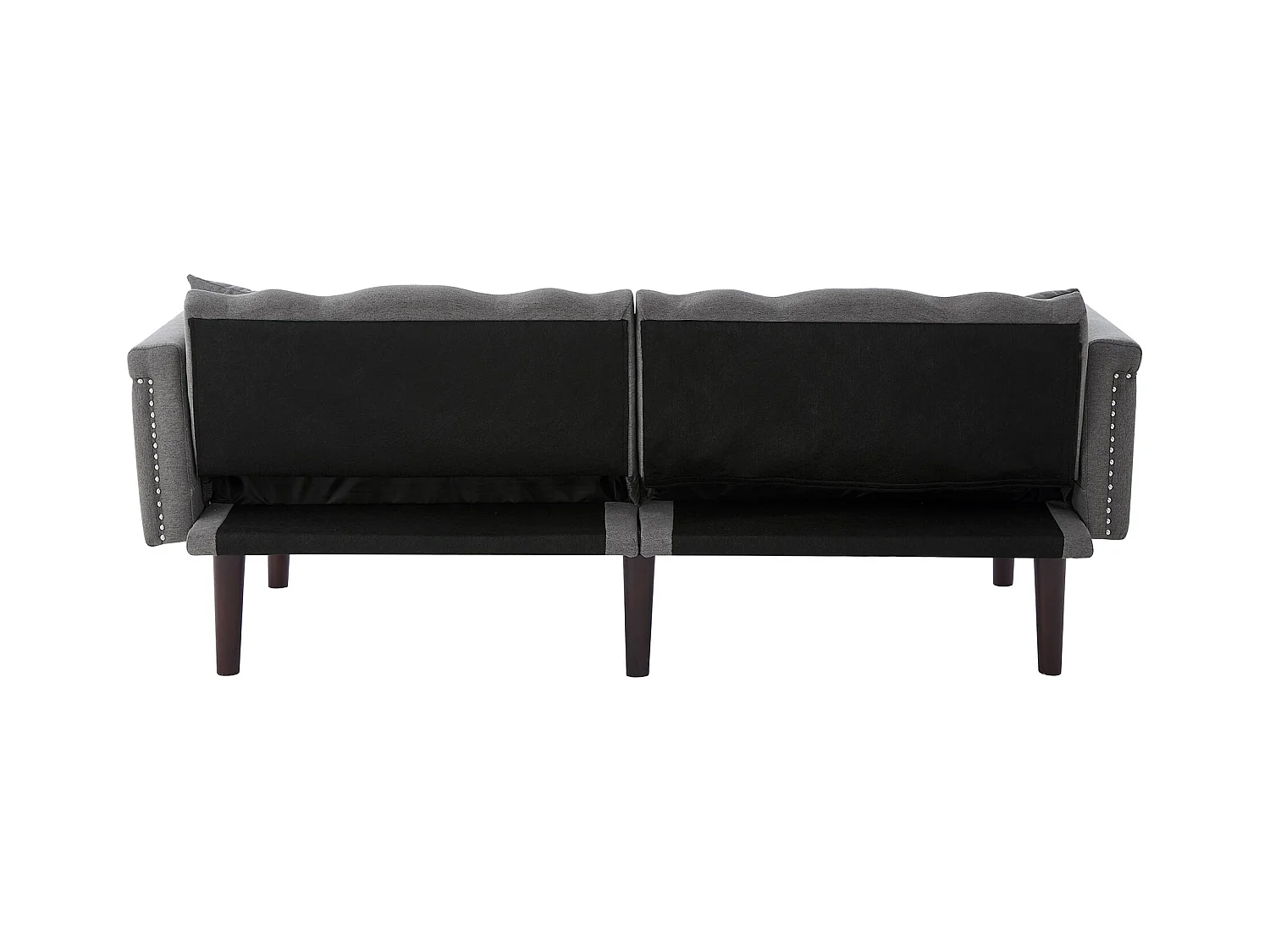 Canapé convertible 2 places avec dossier réglable, coton-lin, noir antique (176x72x72 cm)