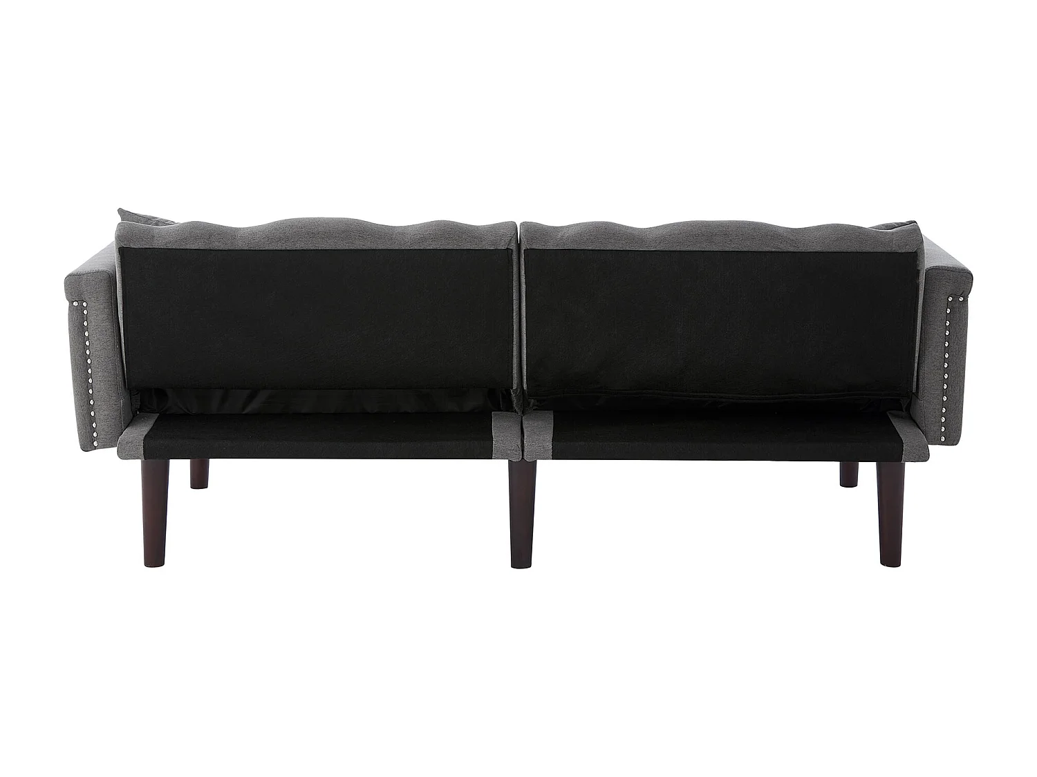 2-zits slaapbank met verstelbare rugleuning, katoen-linnen, antiekzwart (176x72x72 cm)