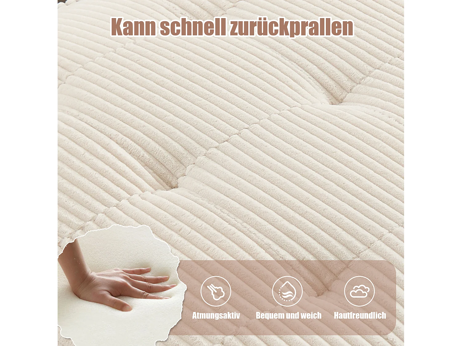 Divano modulare 6 posti, velluto a coste, ergonomico, contenitore, flessibile, legno e metallo, beige (308x154x81,99 cm)