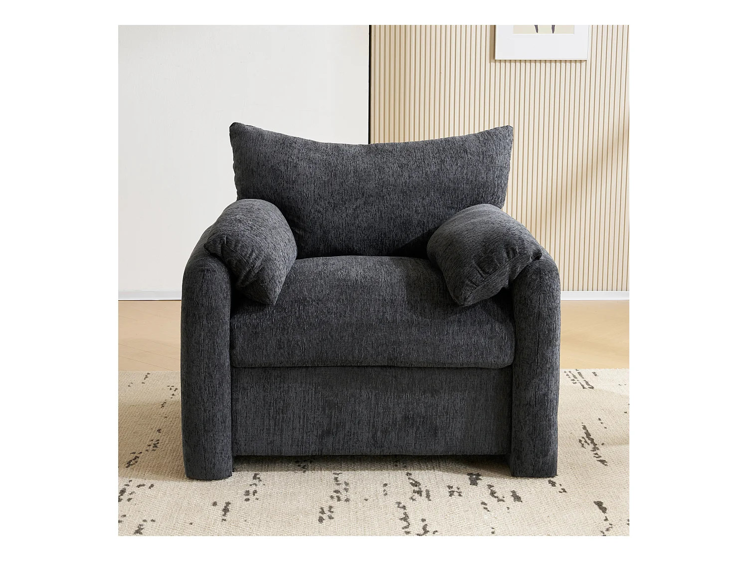Canapé 1 place, design moderne, en chenille, beige (96x82x84 cm)