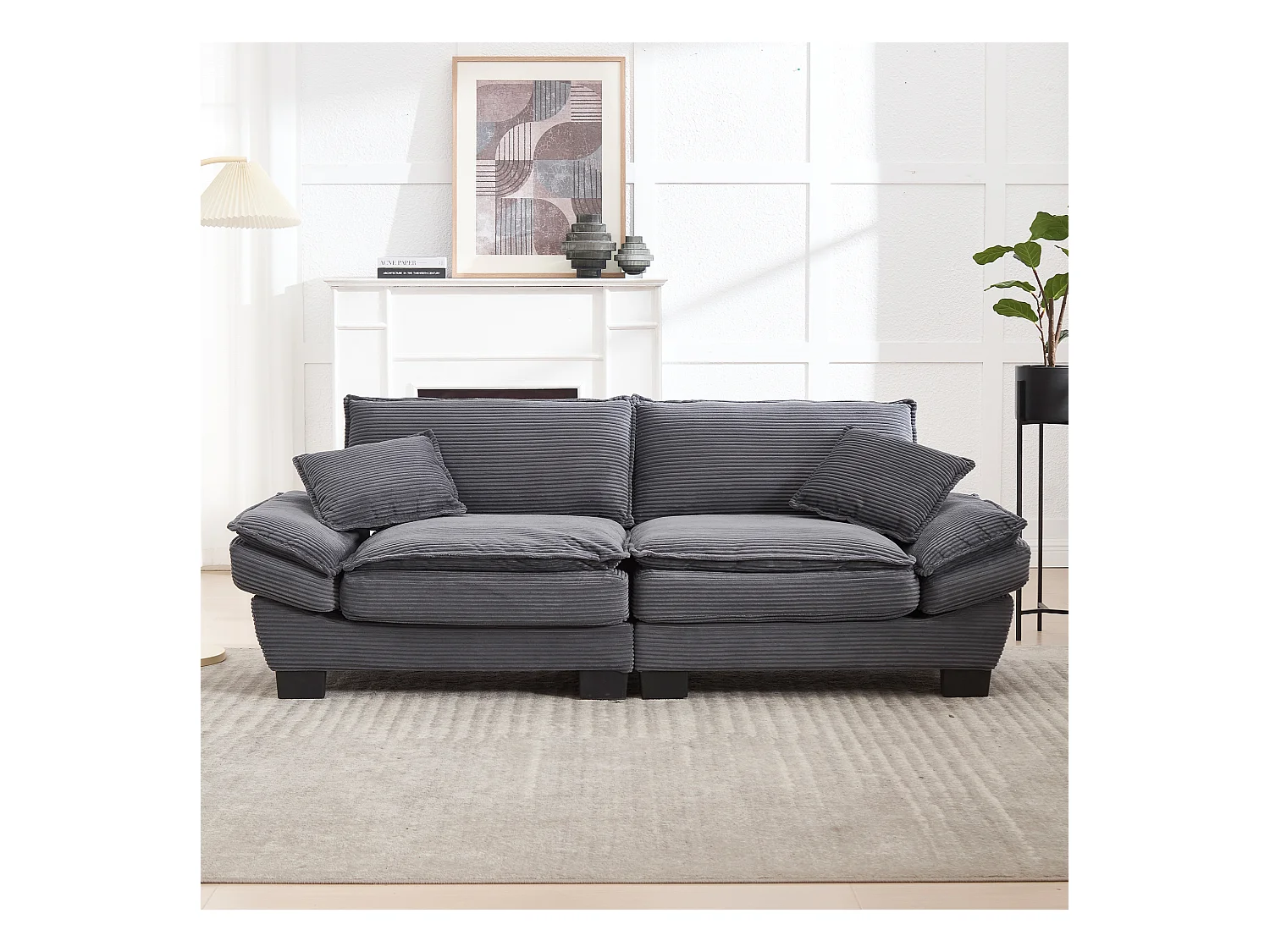 Moderne 2-zitsbank, omvormbaar matras, eenpersoonskussen, comfortabel, grijs (lengte x breedte x hoogte cm)