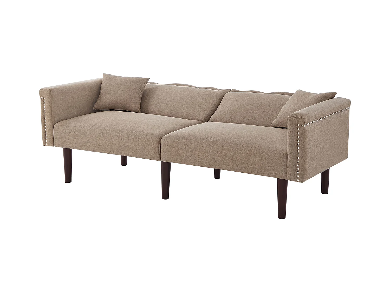 Canapé convertible 2 places, dossier réglable, coton-lin, gris antique (176x72x72 cm)