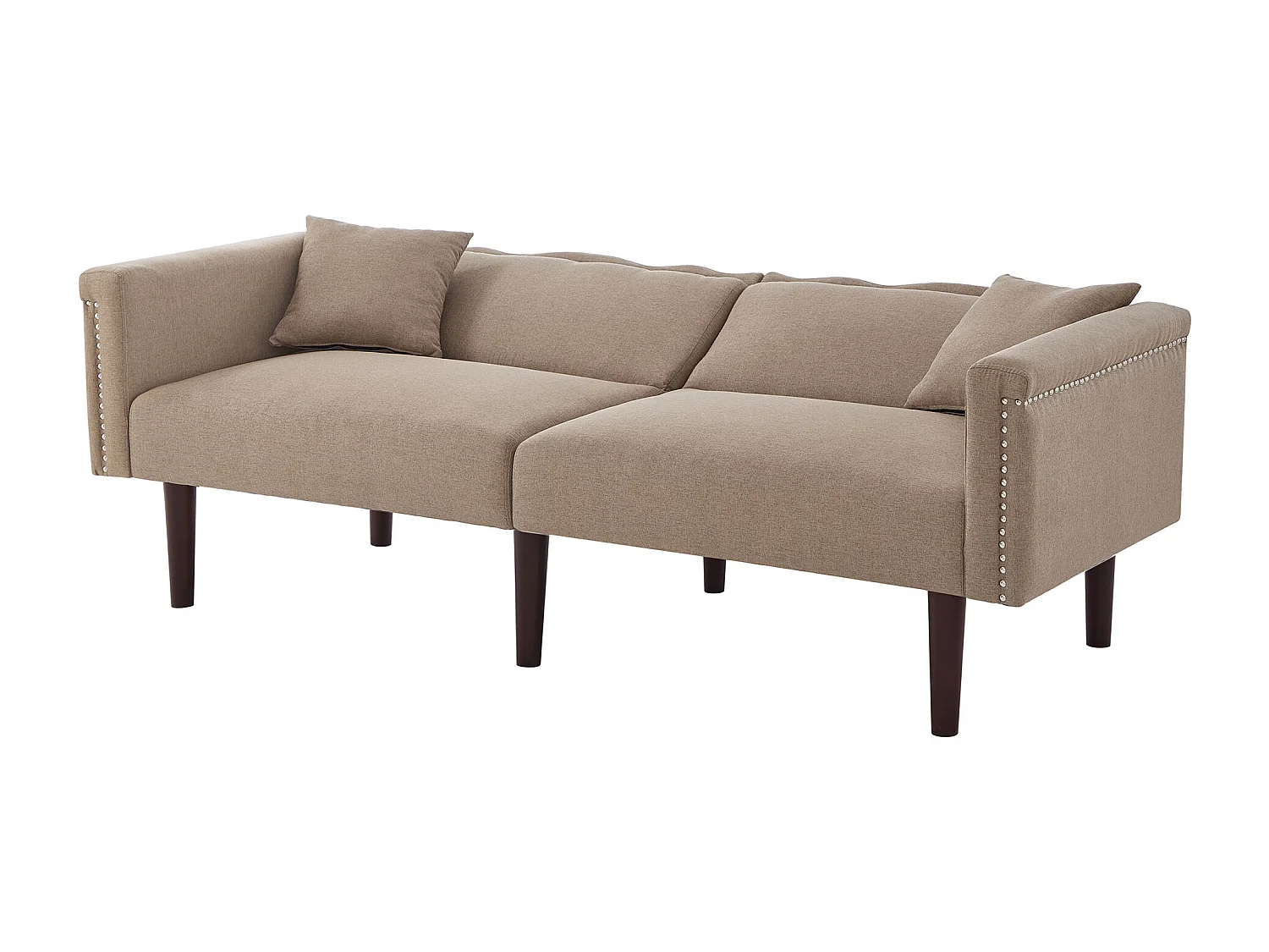 Divano trasformabile a 2 posti, schienale regolabile, cotone-lino, grigio antico (176x72x72 cm)