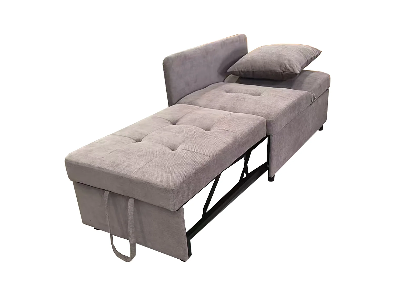 Canapé-lit 3 en 1, canapé multifonction en lin avec dossier réglable, solution gain de place, gris, (L177 x l68 x H65 cm)