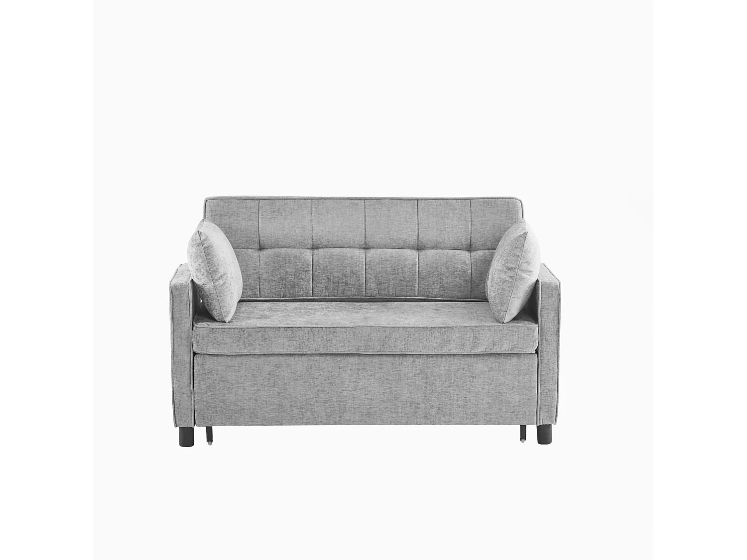 Slaapbank met slaapfunctie, 2-zitsbank, verstelbare armleuningen, chenillestof, schuim met hoge dichtheid, antiekgrijs (142x79x85 cm)