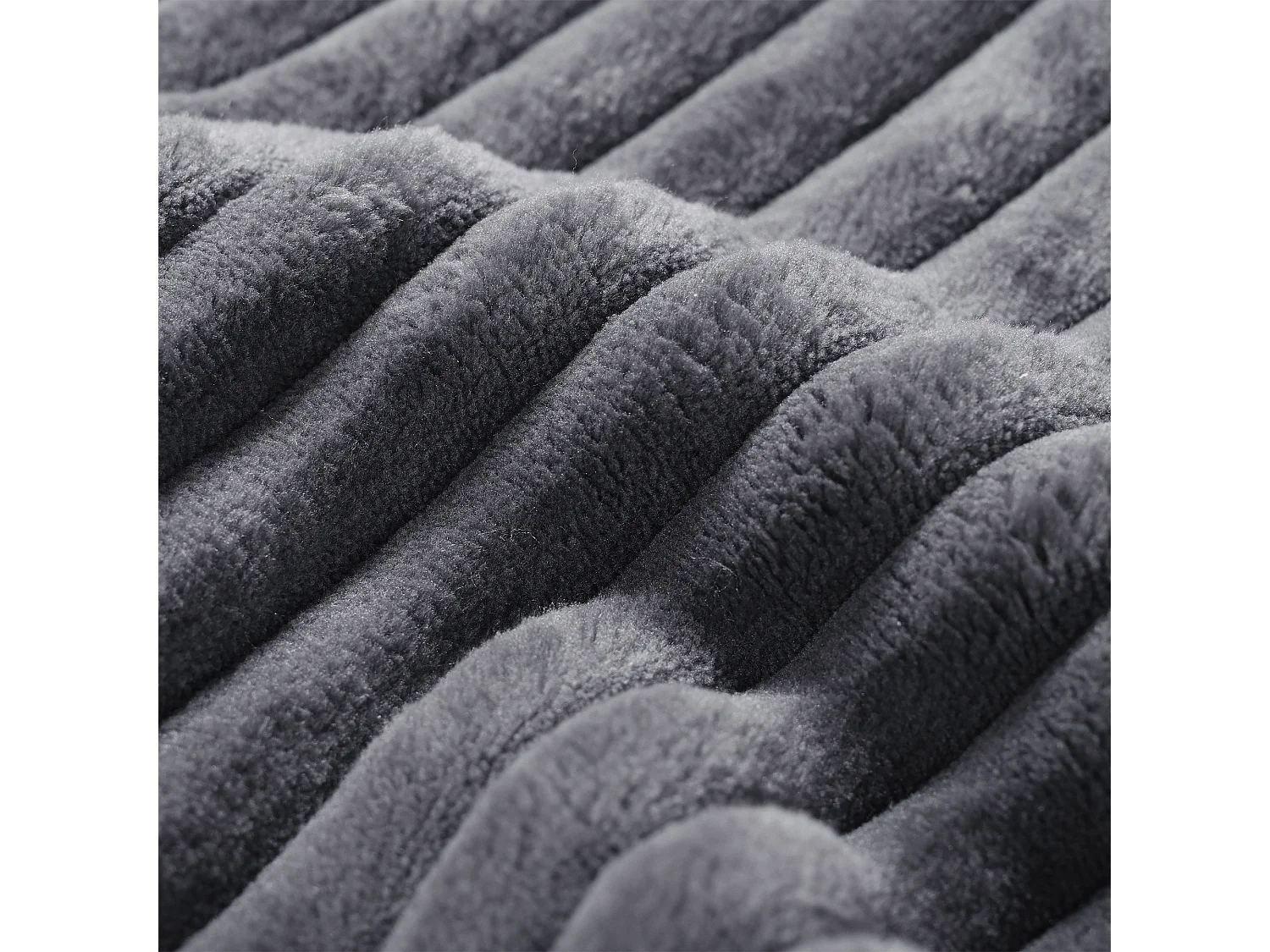 Canapé modulaire en velours côtelé, 3 places, design minimaliste, gris (307x159x67cm)