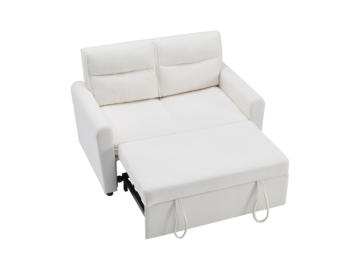 2-zits slaapbank, fluweel, 5-voudig verstelbare rugleuning, kunststof poten, bedfunctie, lichtbeige (127x90x87 cm)