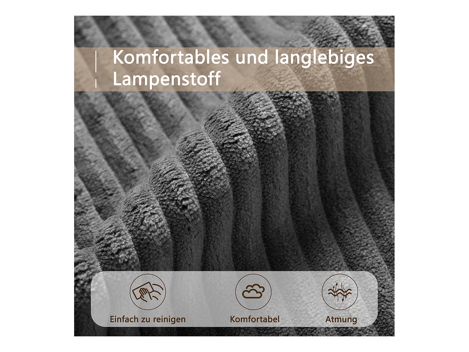 Canapé modulable avec coussins doubles, velours, Pouf amovible, gris (258x86.1x87.8 cm)