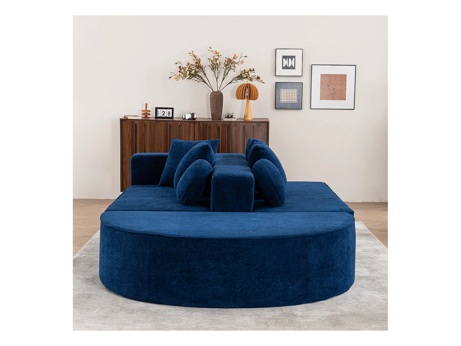 Canapé Modulable, Canapé Moderne en Tissu Chenille, Design Flexibilité, Bleu (263x171x66 cm)