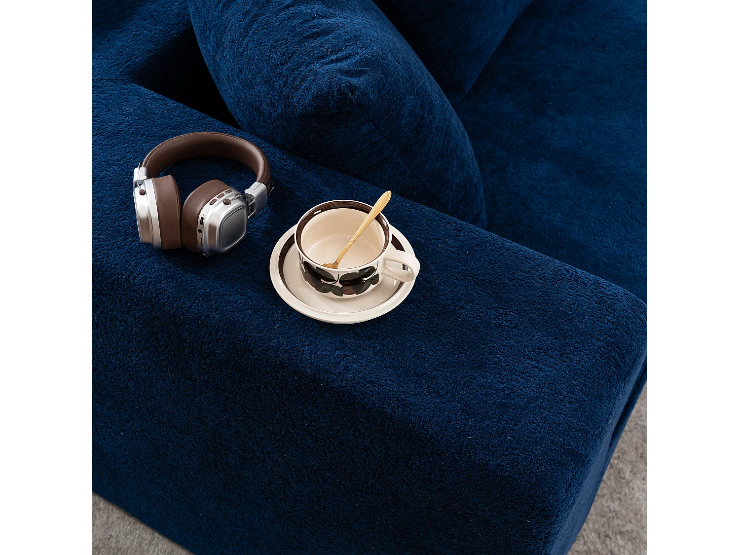 Canapé Modulable, Canapé Moderne en Tissu Chenille, Design Flexibilité, Bleu (263x171x66 cm)