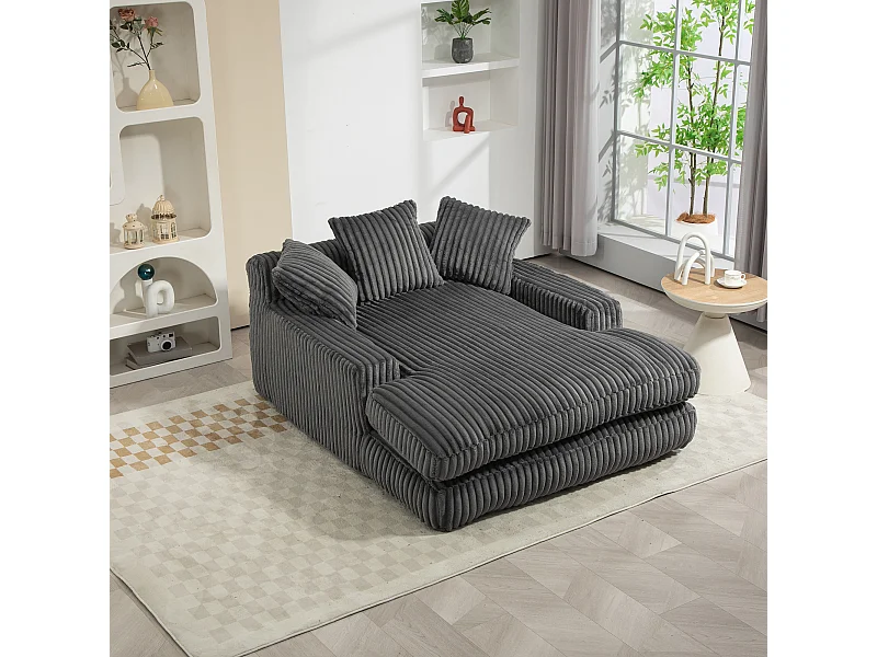 Divano letto moderno in velluto a coste, divano nuvola con 3 cuscini, per soggiorno, camera da letto e ufficio (grigio scuro) (125x155x63 cm)