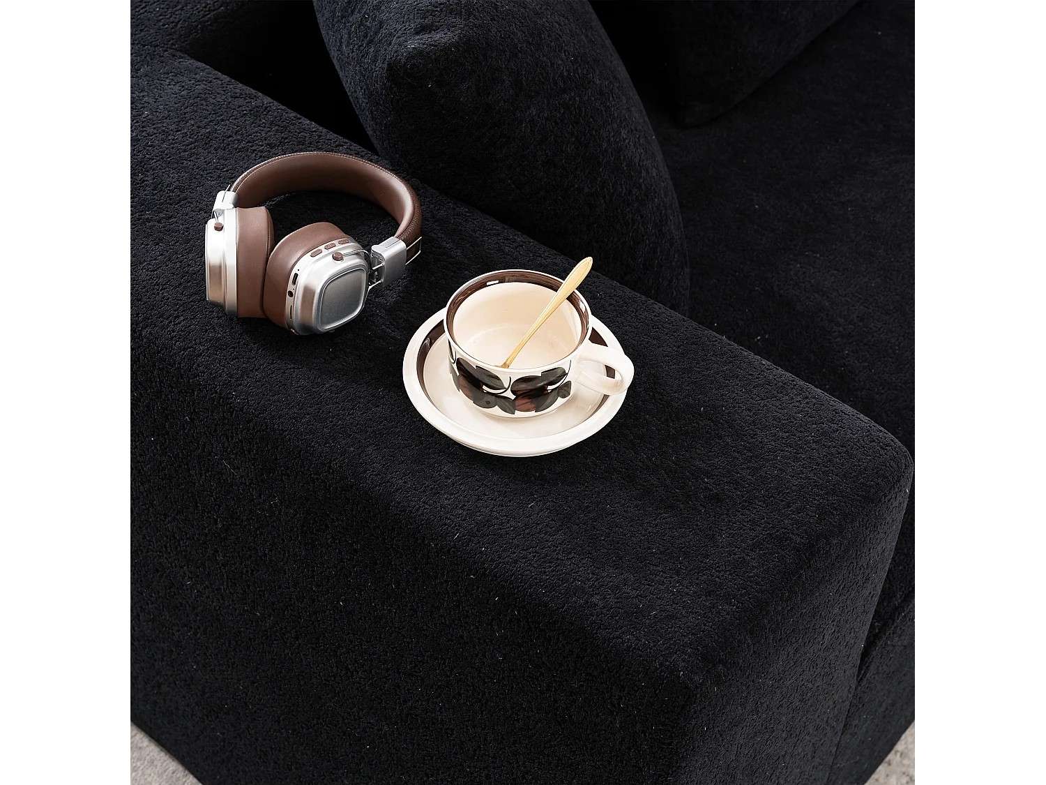 Canapé Modulable, Canapé Moderne en Tissu Chenille, Design Modularité, Noir (263x171x66 cm)