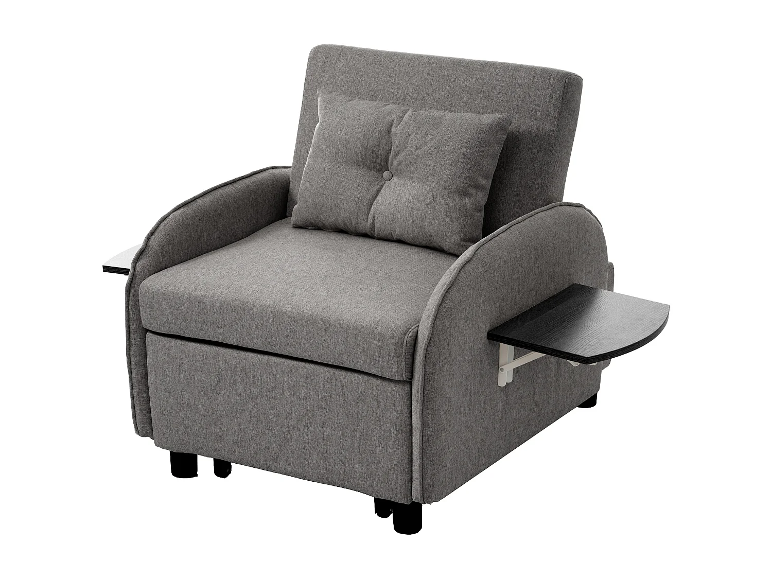 Divano letto 3 in 1 con funzione letto, reclinabile, lino, grigio scuro (123x167x78 cm)